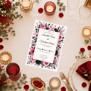 Romantic Pink Floral Wedding Invitation
