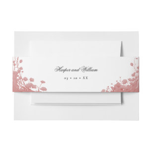 Romantic pink Floral wedding invitation  Belly Band
