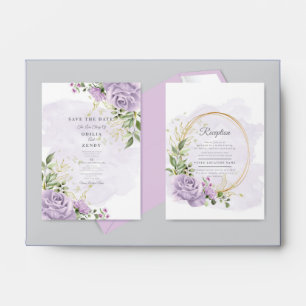 Romantic Pink Floral Wedding Invitation Cards Envelope