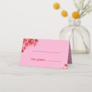 Romantic Pink Floral Wedding Place Cards