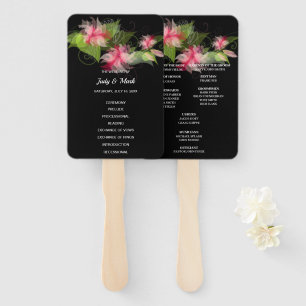 Romantic Pink Floral Wedding Program Hand Fan