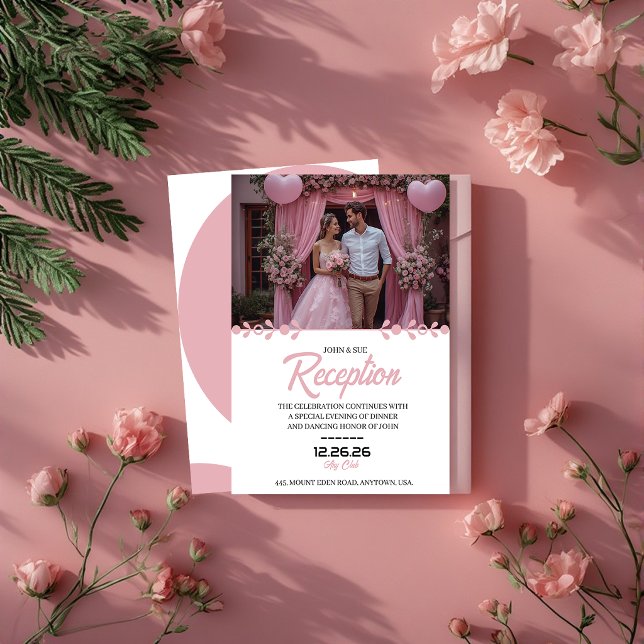 Romantic Pink Floral Wedding Reception  Invitation (Creator Uploaded)