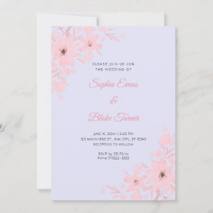 Romantic Pink Flowers Floral Lavender Wedding Invitation