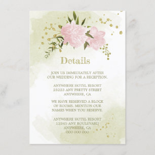 romantic pink flowers greenery details enclosure card