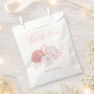 romantic pink flowers wedding favour bags