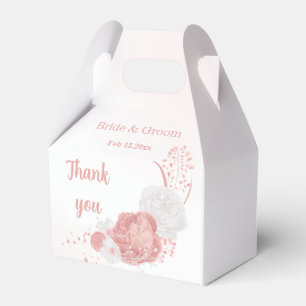 romantic pink flowers wedding favour box