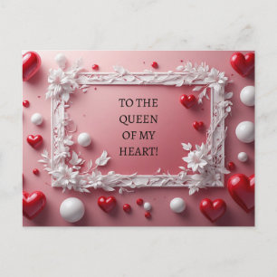 Romantic Pink Frame With White Floral Corners Holiday Postcard