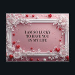 Romantic Pink Frame With White Floral Corners Holiday Postcard<br><div class="desc">Elegant pink rectangular frame decorated with white paper-like flowers and scattered red hearts,  creating a romantic,  festive backdrop ideal for Valentine cards,  wedding invitations,  love messages,  and seasonal designs.</div>