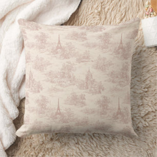 Romantic Pink French Toile Countryside Pattern (1) Cushion