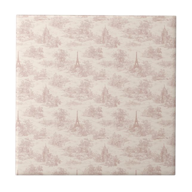Romantic Pink French Toile Countryside Pattern (1) Tile (Front)