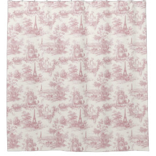 Romantic Pink French Toile Countryside Pattern (3) Shower Curtain