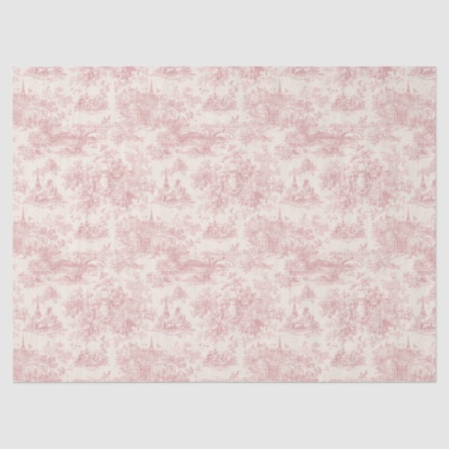 Romantic Pink French Toile Countryside Pattern (4) Tissue Paper (Front)