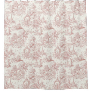 Romantic Pink French Toile Countryside Pattern (5) Shower Curtain