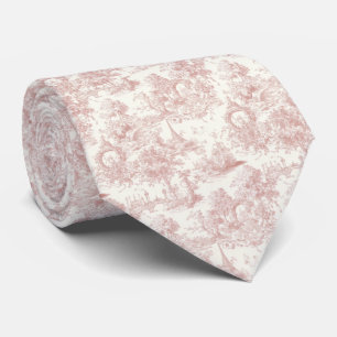 Romantic Pink French Toile Countryside Pattern (5) Tie