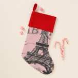 romantic pink french vintage paris eiffel tower christmas stocking<br><div class="desc">romantic pink french vintage eiffel tower paris home accessories. Destination wedding gifts.</div>