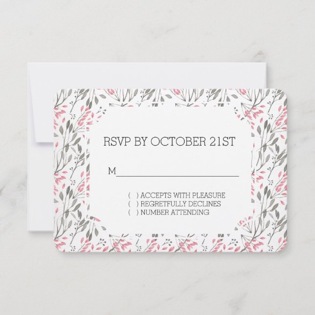 Romantic Pink Garden Floral RSVP Invitation (Front)