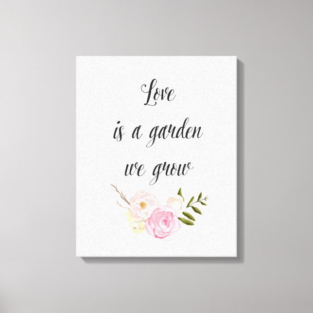 Romantic Pink Garden Watercolor Floral Canvas Print (Front)