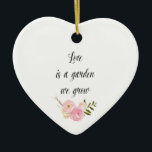 Romantic Pink Garden Watercolor Floral Ceramic Tree Decoration<br><div class="desc">Romantic Pink Garden Watercolor Floral love is a garden we grow (from a poem of mine)</div>