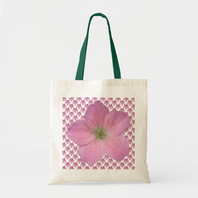 Romantic Pink Geranium Flower Tote Bag (Front)
