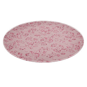 Romantic Pink Glitter Floral Cutting Board