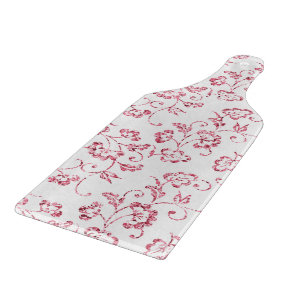 Romantic Pink Glitter Floral Cutting Board