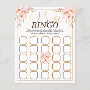 Romantic Pink & Gold Floral Bridal Bingo Game