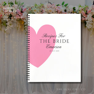 Romantic Pink Heart Bridal Shower Gift Recipe Book