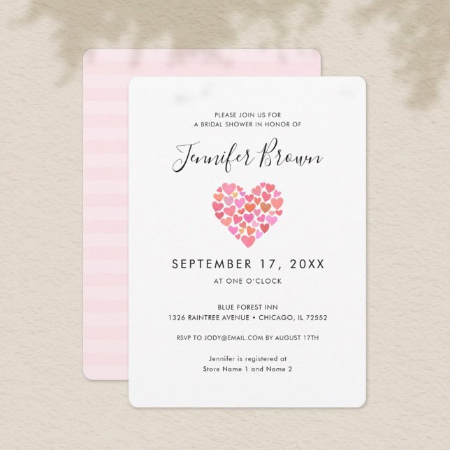 Romantic Pink Heart Bridal Shower Invitation (Creator Uploaded)