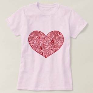 Romantic Pink Heart of Flowers Valentine's Day T-Shirt