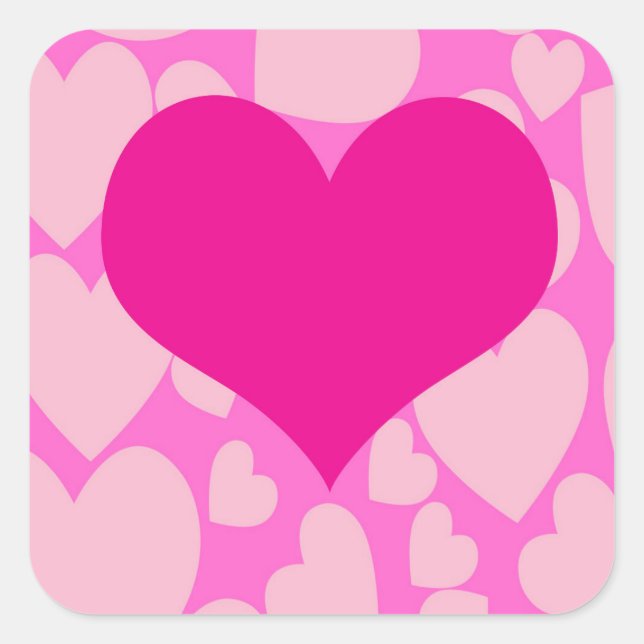 Romantic Pink Heart Stickers. Square Sticker (Front)