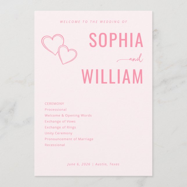 Romantic Pink Heart Wedding Invitations (Front)
