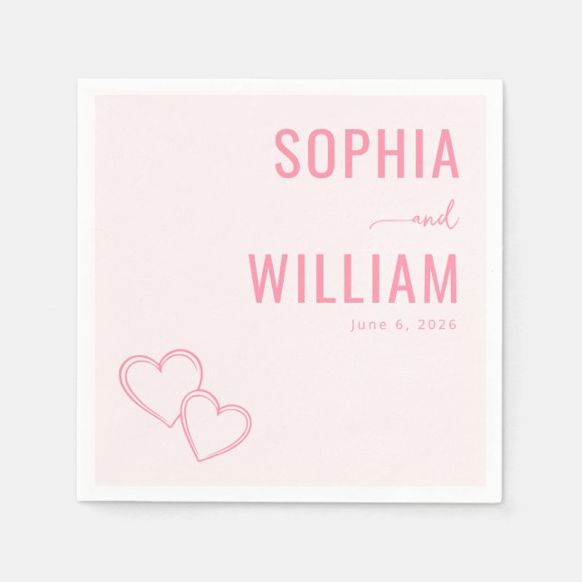 Romantic Pink Hearts Napkin (Front)