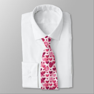 Romantic Pink Hearts Pattern Valentine's Day Theme Tie