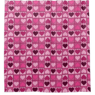 Romantic Pink Hearts Up and Down Shower Curtain