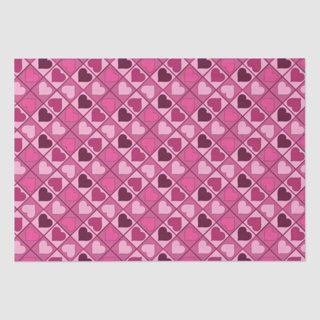 Romantic Pink Hearts Up and Down Tissue Paper (Front)