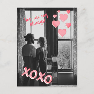 Romantic Pink Hearts XOXO Photo Valentine Postcard