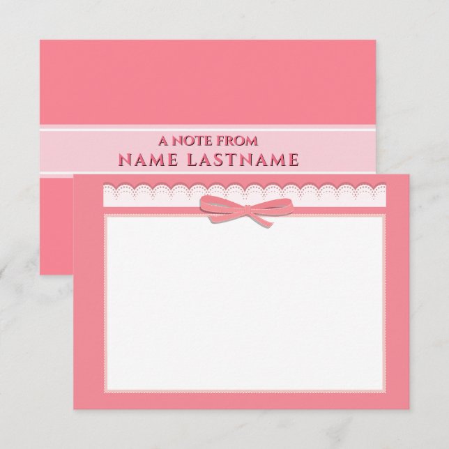 Romantic Pink Lace & Bow – Girly Gift for Her Card (Front/Back)