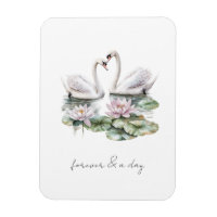 Romantic Pink Lotus Floral Swans Forever Love