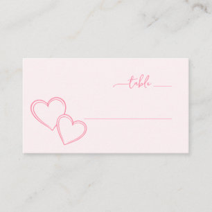 Romantic Pink Minimalist Hearts Place Card