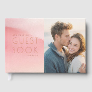 Romantic Pink Minimalist Photo Guest Book