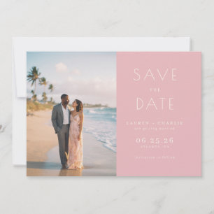 Romantic Pink Minimalist Photo Save The Date