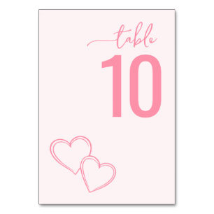 Romantic Pink Minimalist Table Number
