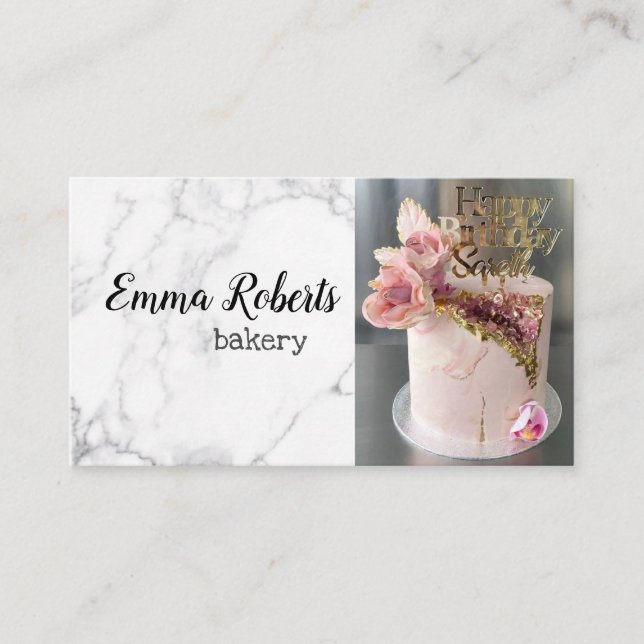 Romantic Pink Old Rose Rustic Bakery Business Card (Front)