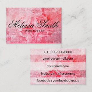 Romantic Pink Old Rose Rustic Bussines Card