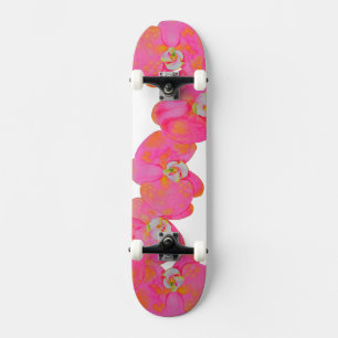 Romantic Pink Orchid watercolor painting  Skateboard