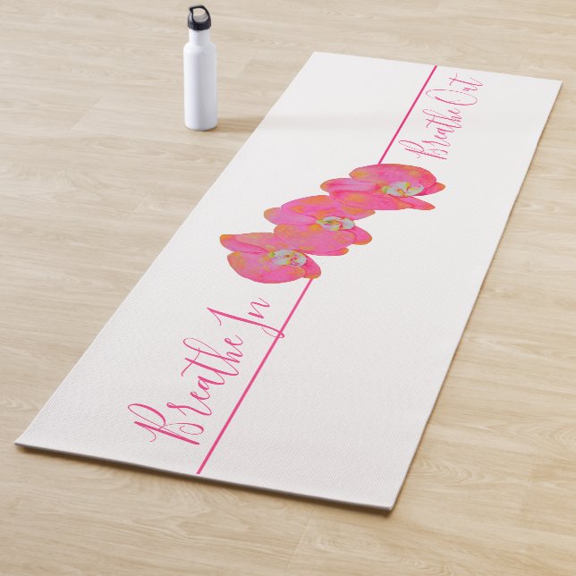 Romantic Pink Orchid watercolor painting  Yoga Mat (In Situ)