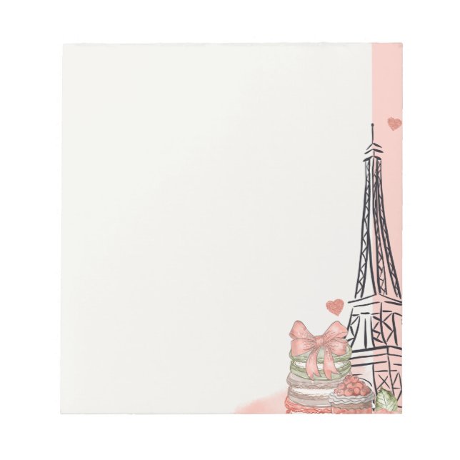 Romantic Pink Paris Theme  Notepad (Front)
