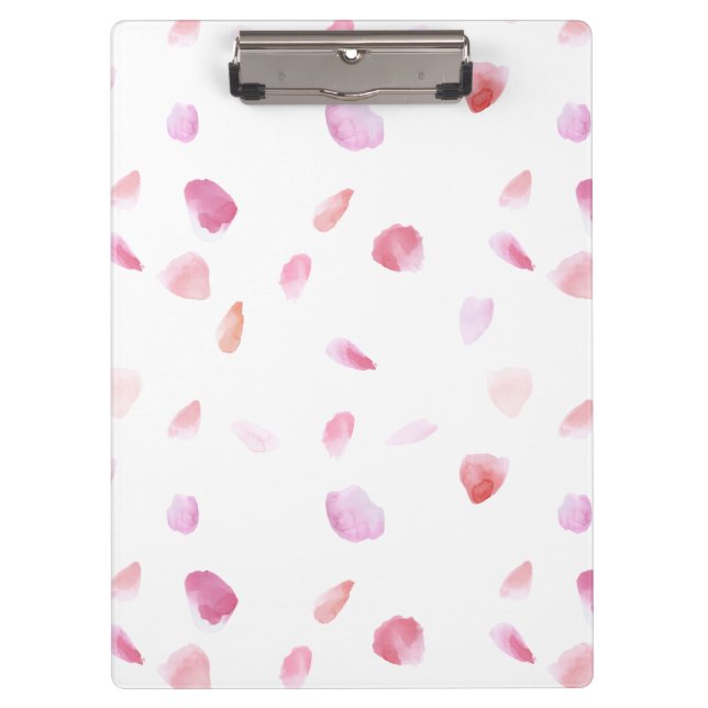 Romantic Pink Peach Rose Petals Clipboard (Front)