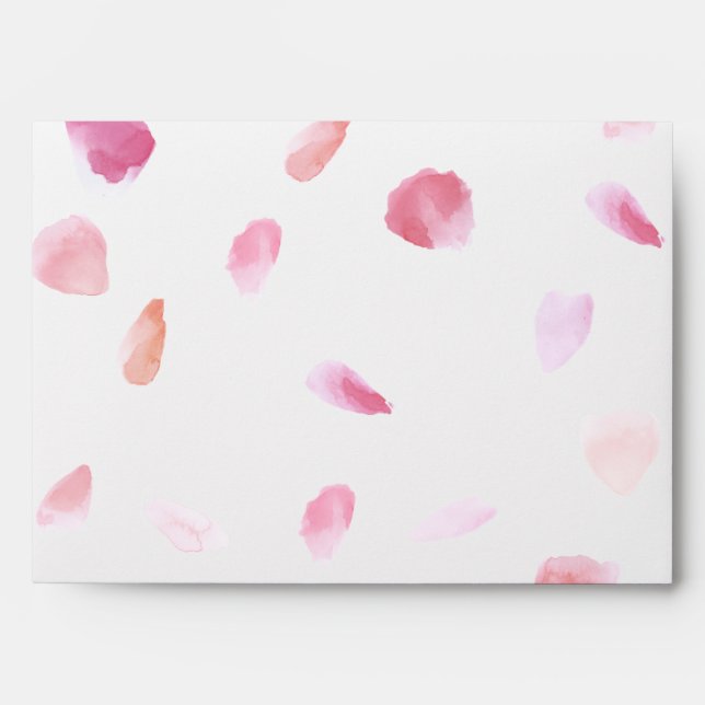 Romantic Pink Peach Rose Petals Envelopes (Front)