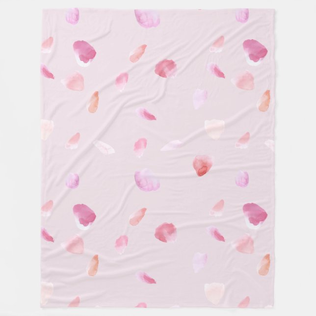 Romantic Pink Peach Rose Petals  Fleece Blanket (Front)